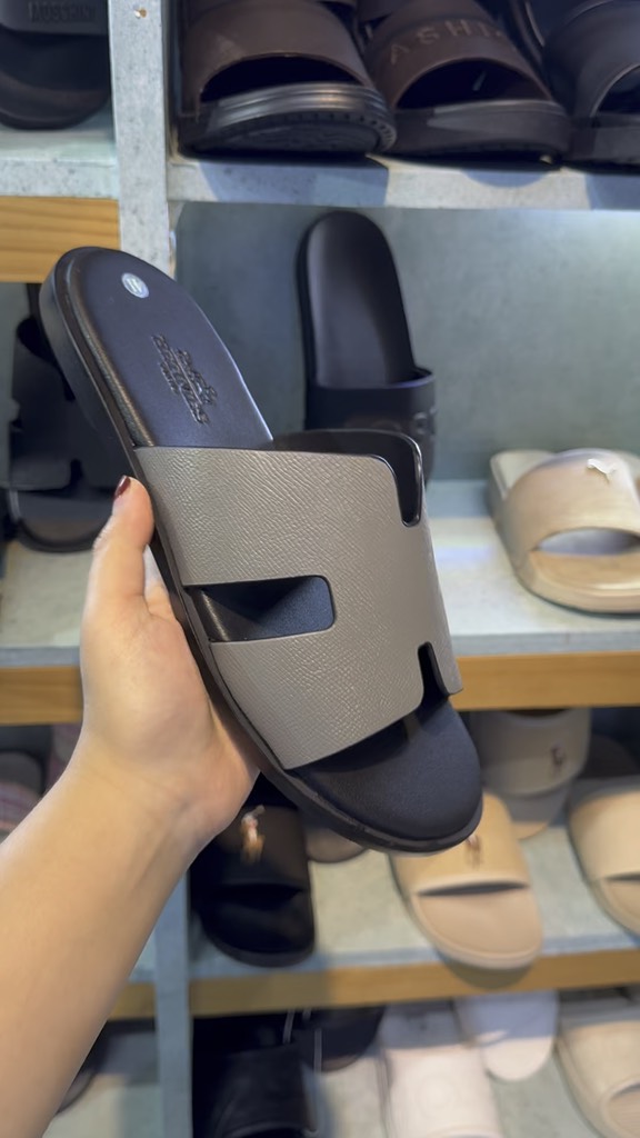 Dép Nam Hermes - Light Grey ft Black - Đen Xám