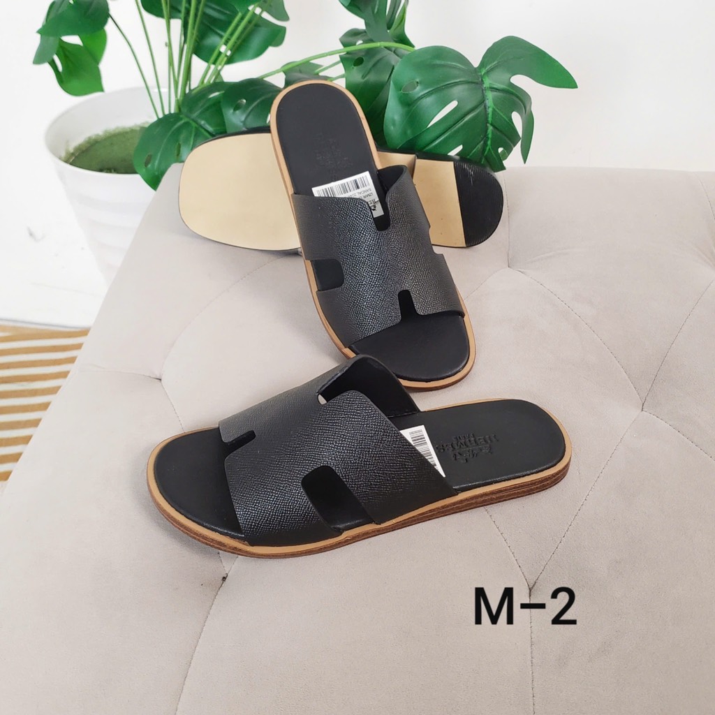 Dép Da Hermess - Full Đen Da Cao Cấp