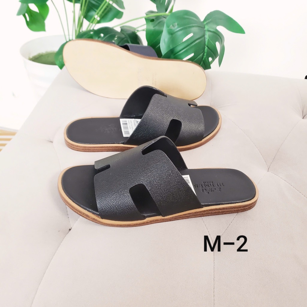 Dép Da Hermess - Full Đen Da Cao Cấp