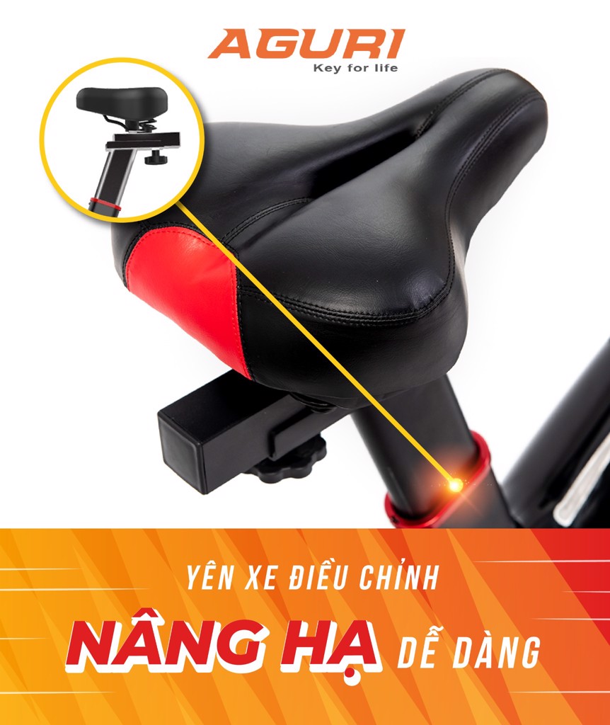 Hình ảnh yên xe điều chỉnh linh hoạt của Xe đạp tập thể dục AGURI AGS-201