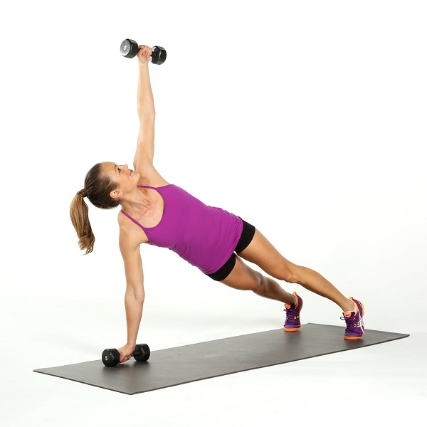 Bài tập tạ tay Plank and Rotate
