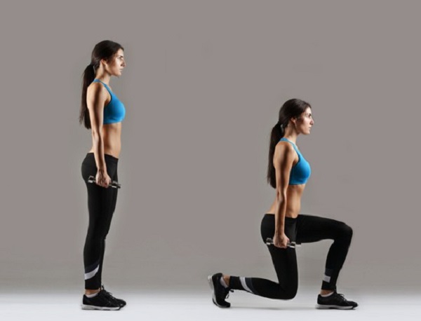 Bài tập tạ tay giúp đùi thon gọn Lunges