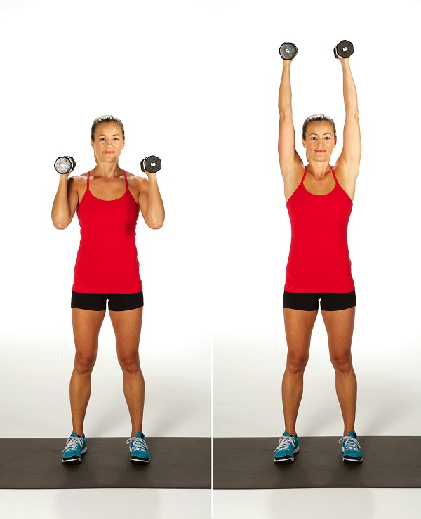 Bài tập đùi thon gọn Squat, Curl and Push Press