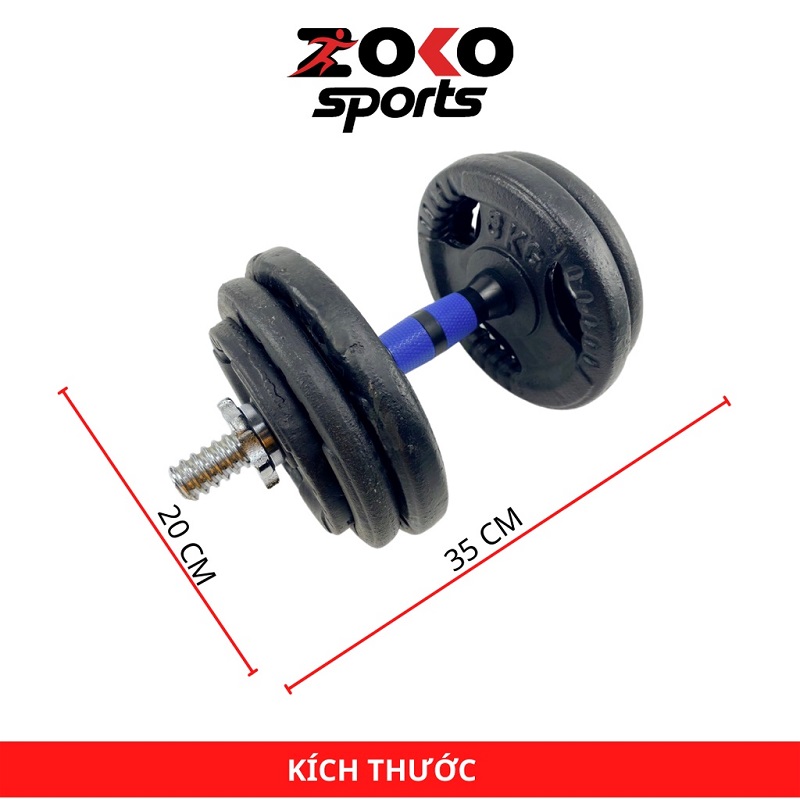 Kích thước của bộ tạ tay tháo lắp điều chỉnh