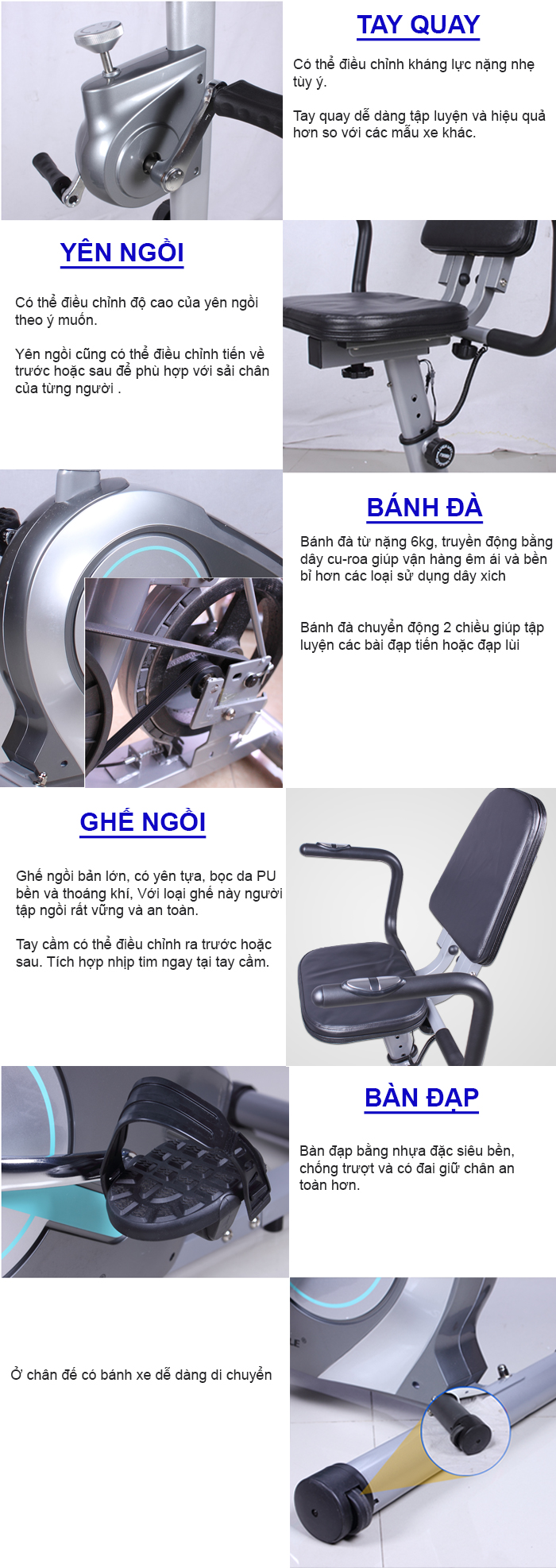 Thông tin chi tiết về xe đạp phục hồi chức năng BC-51053R