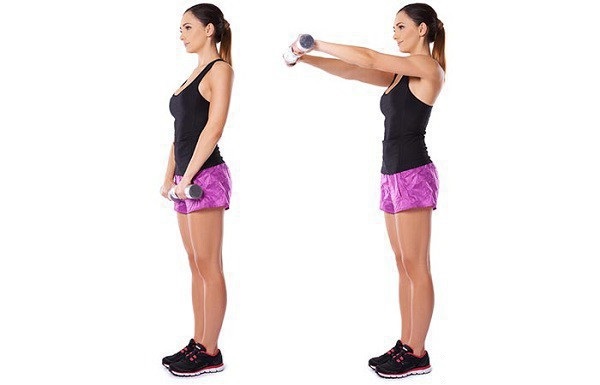 Bài tập với tạ tay cho vai thon gọn Dumbbell Front Raise