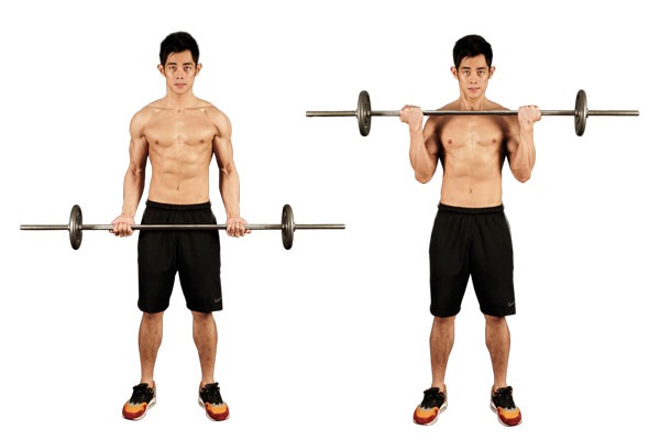Bài tập Forearm đứng gập tay tạ đòn