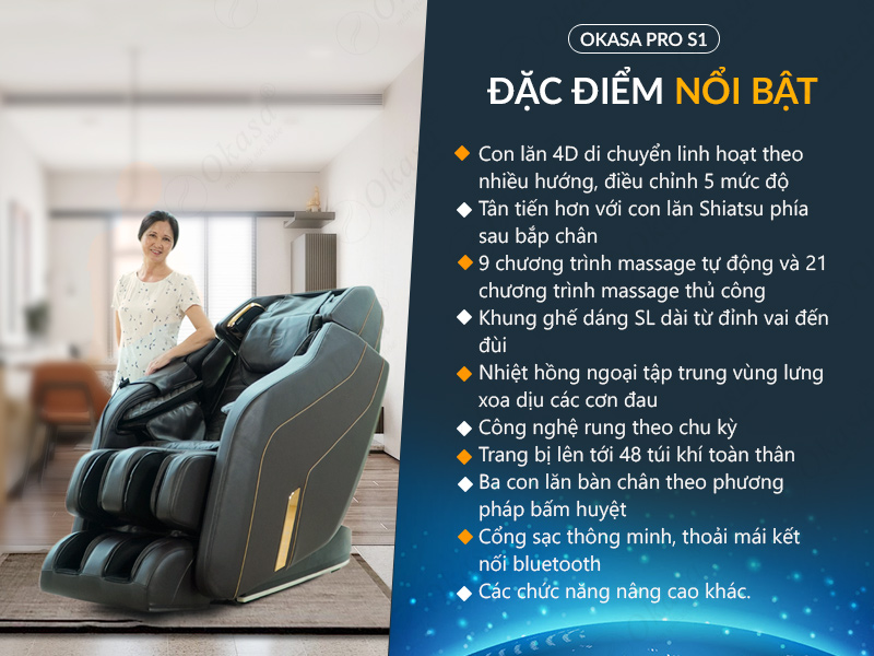 Đặc điểm nổi bật của dòng ghế massage OKASA  PRO S1