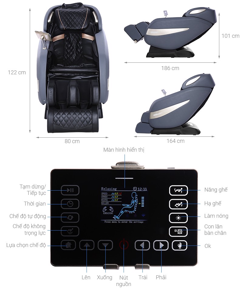 Hệ thống điều khiển Ghế Massage Cao Cấp Airbike Sport MK278 dễ dàng sử dụng