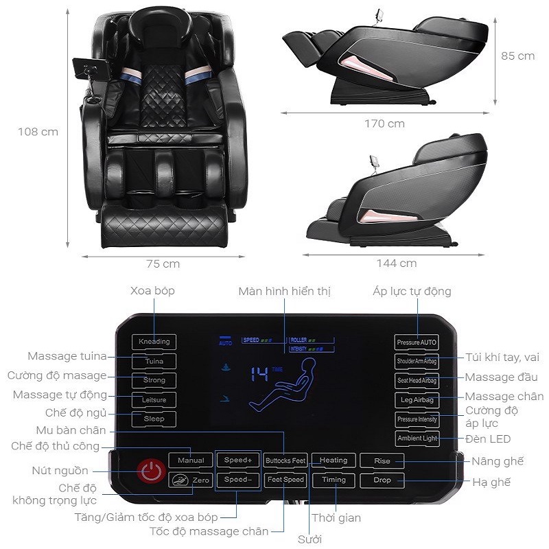Hình ảnh màn hình LCD của ghế massage cao cấp Airbike Sport MK280