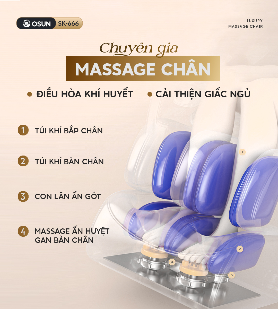 Ghế OSUN SK-666 chuyên gia massage chân tiện ích