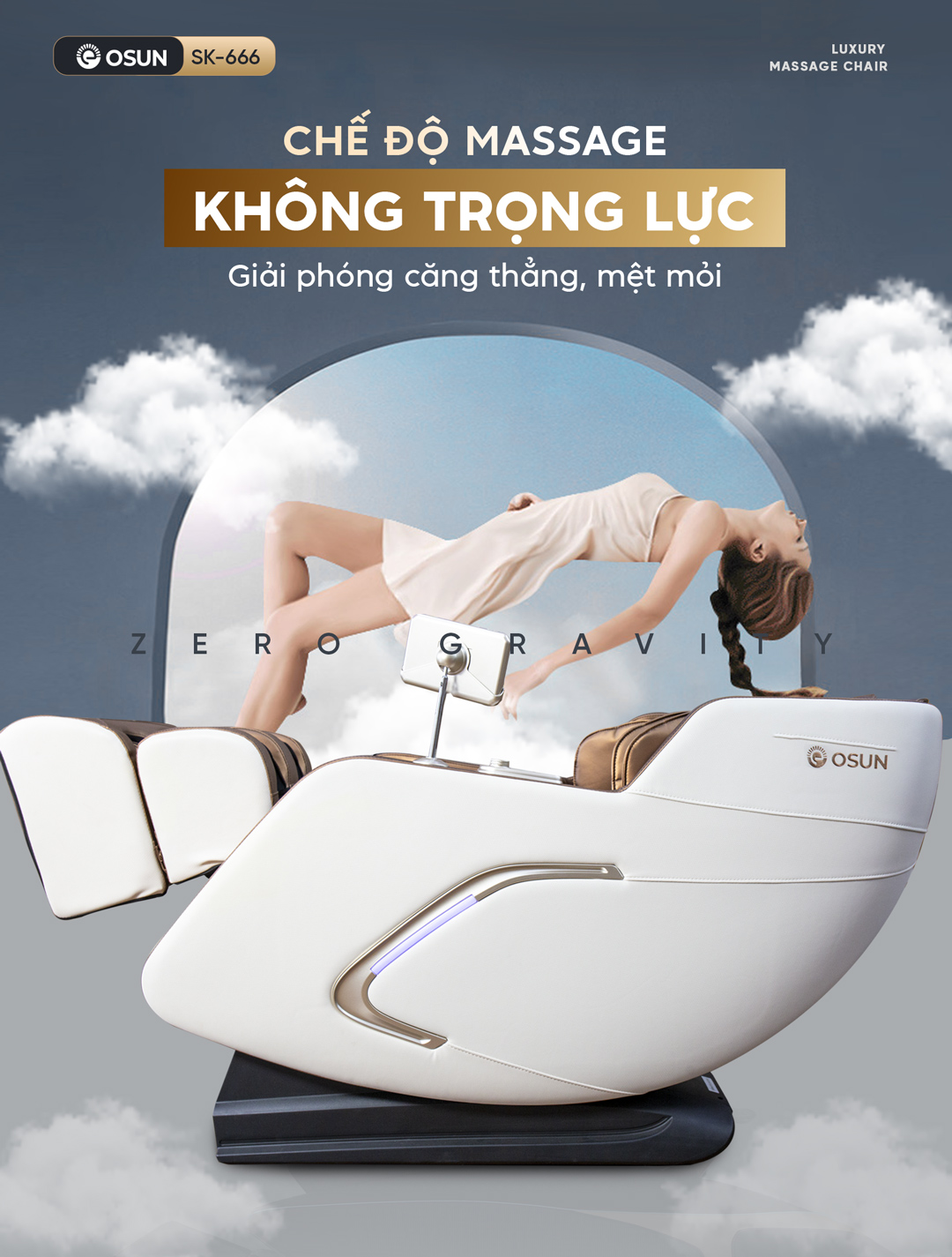 Chế độ massage không trọng lực giúp bạn giải phóng căng thẳng mệt mỏi