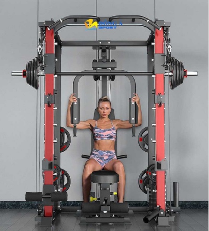 Bài tập ép ngực cùng với giàn tạ đa năng cao cấp Fitness 168s