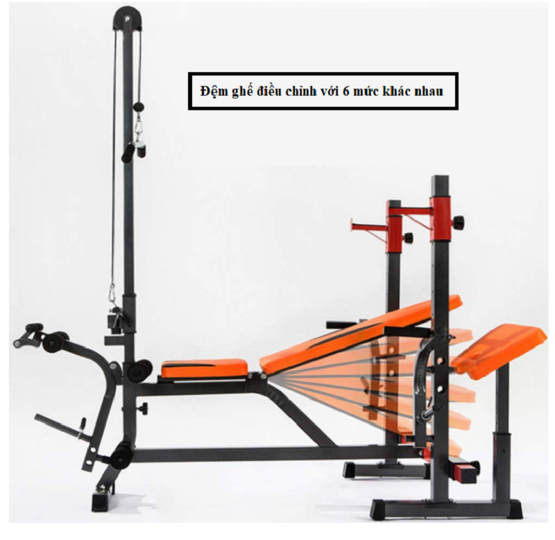 Điều chỉnh ghế các mức khác nhau cùng giàn tạ đa năng 1009A nhập khẩu dễ dàng