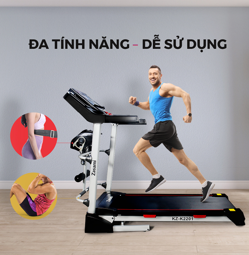 Máy chạy bộ đa năng Zasami KZ-K2201 đa tính năng vượt trội