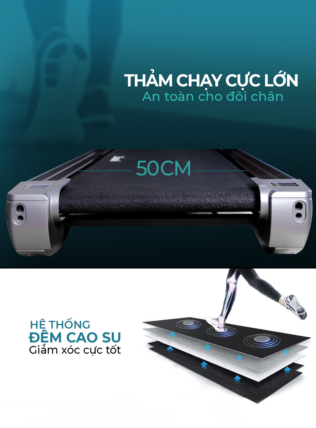 Máy chạy bộ đa năng Zasami KZ-S183 thảm chạy an toàn với đôi chân