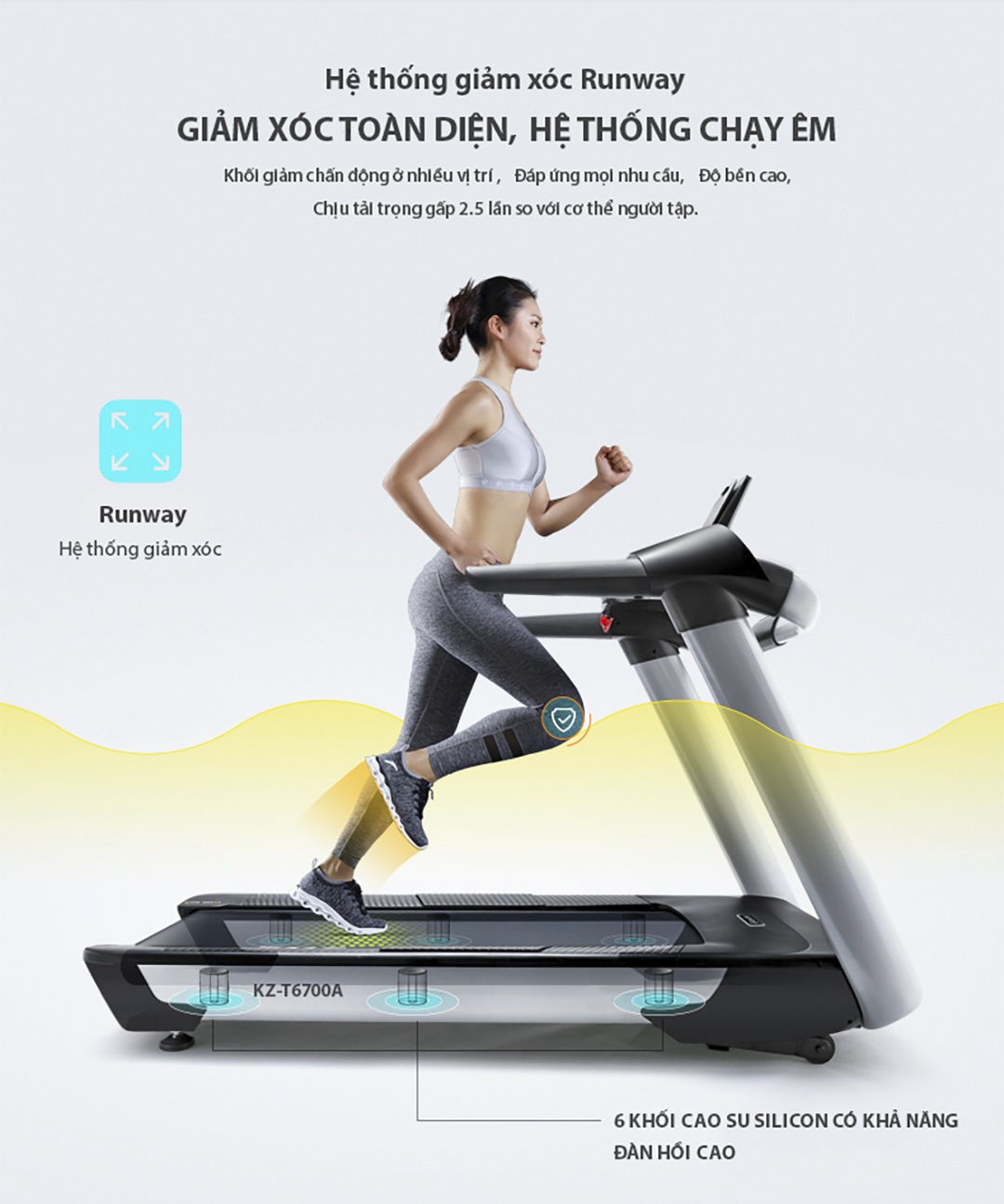 Máy chạy bộ đa năng Zasami KZ-T6700A giảm xóc toàn diện