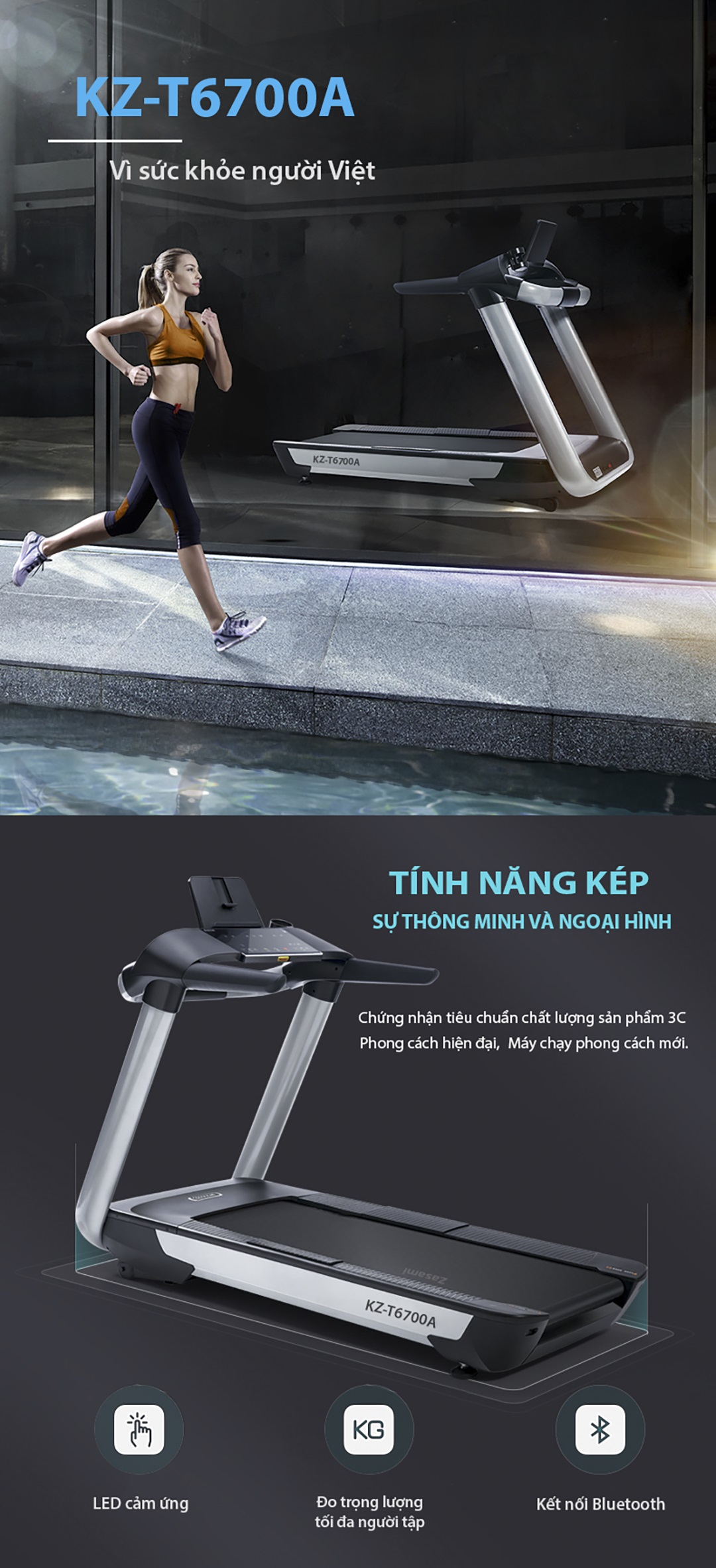 Máy chạy bộ đa năng Zasami KZ-T6700A đảm bảo chạy an toàn