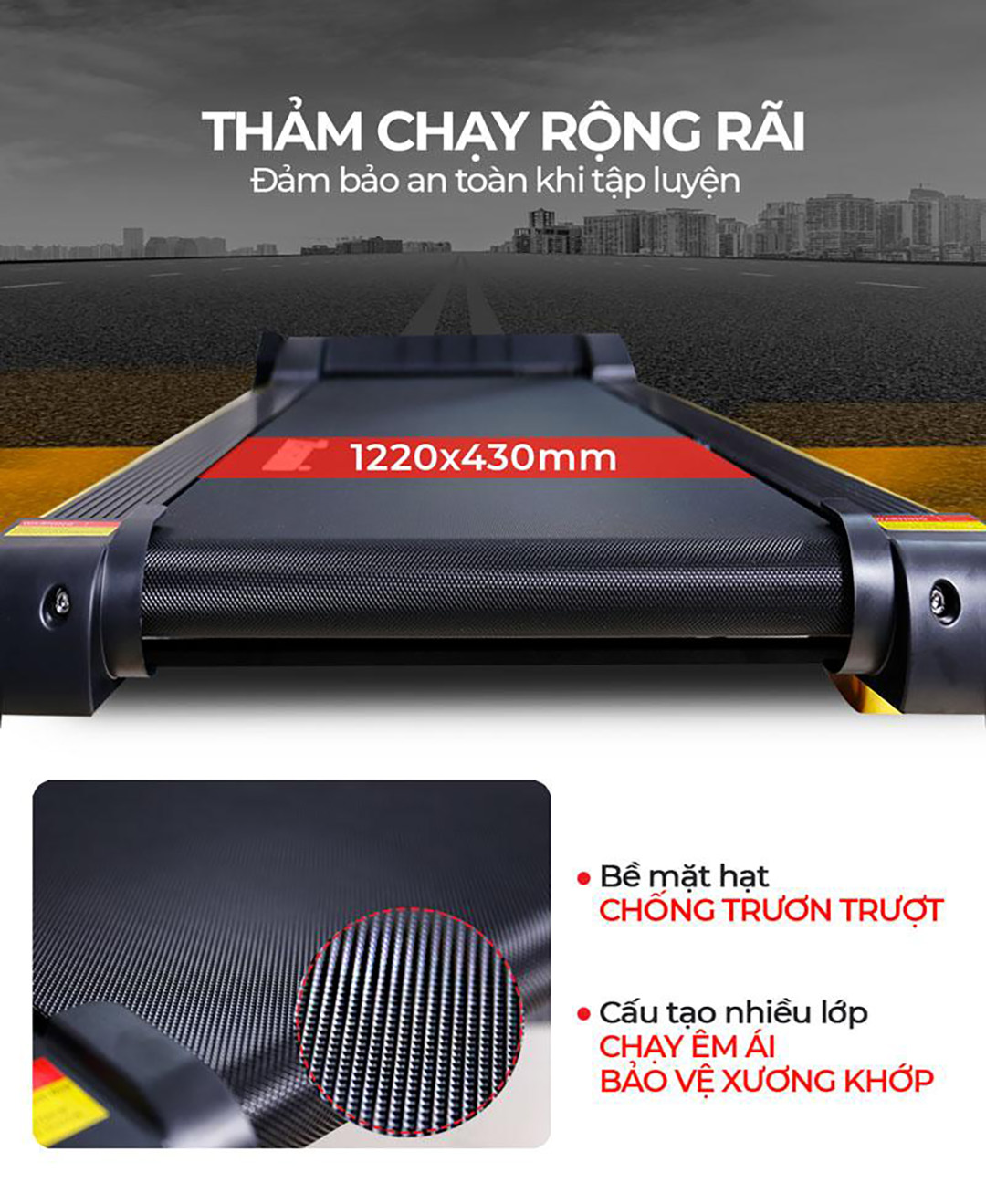  Zasami KZ-S180 có thảm chạy đảm bảo an toàn cho người tập