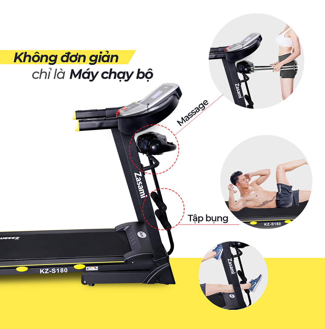 Máy chạy bộ điện Zasami KZ-S180 tích hợp nhiều chức năng tiện ích