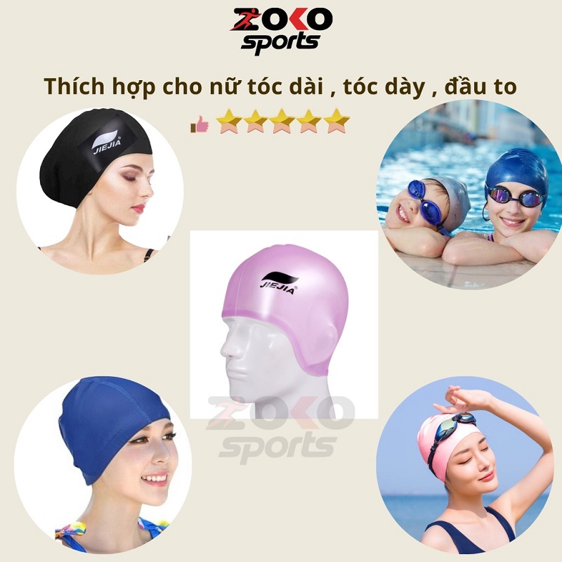 Mũ bơi iJIEJIA phù hợp với bạn nữ tóc dày dài đều được hết