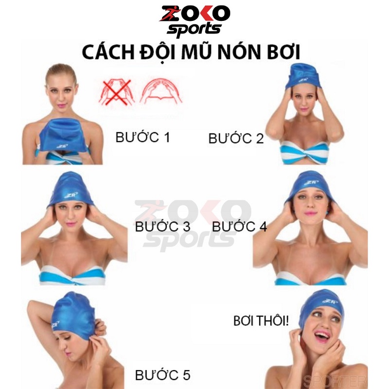 Các bước để đội mũ bơi iJIEJIA
