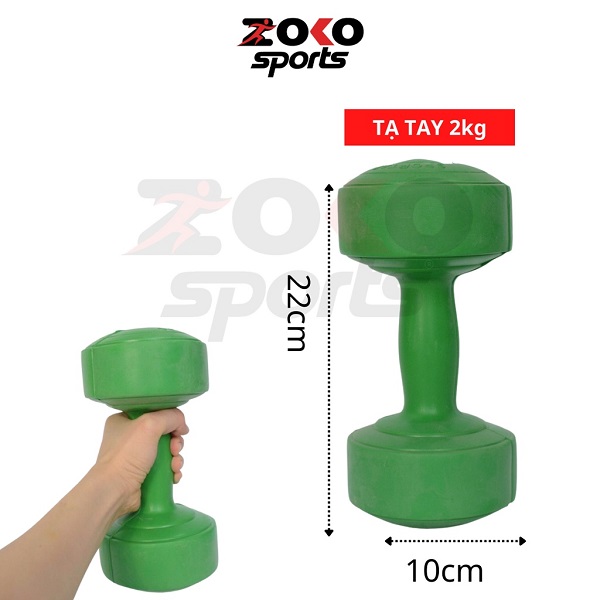 Hình ảnh kích thước tạ tay nhựa 2kg
