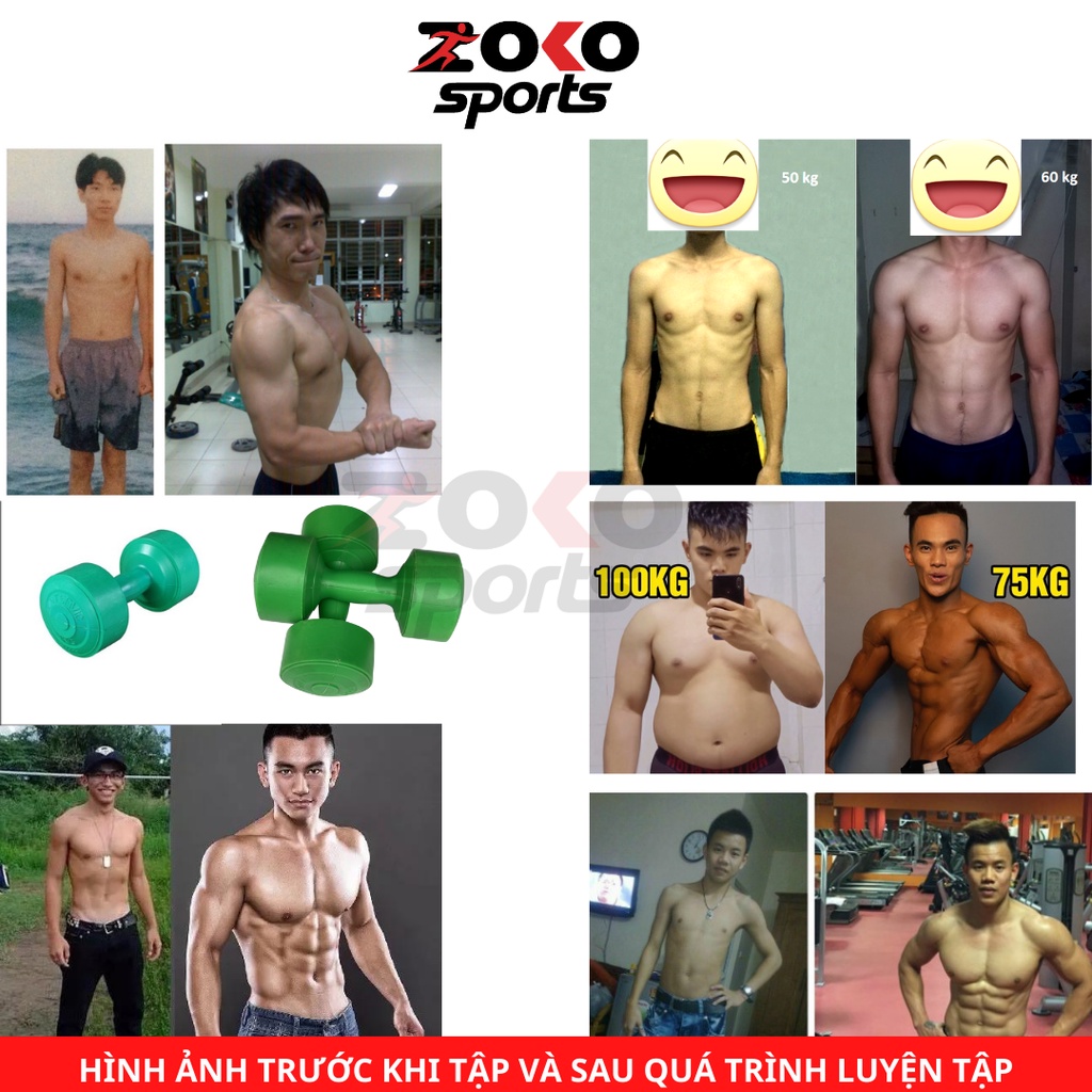 Hình ảnh trước và sau khi tập gym cùng tạ tay nhựa 6kg 