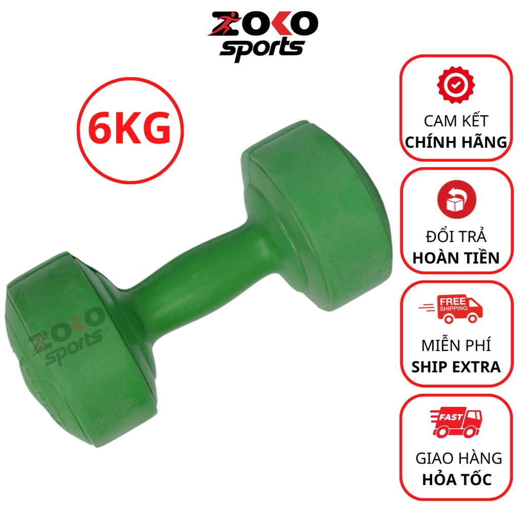 Hình ảnh chi tiết về tạ tay nhựa 6kg tại Zoko Sport