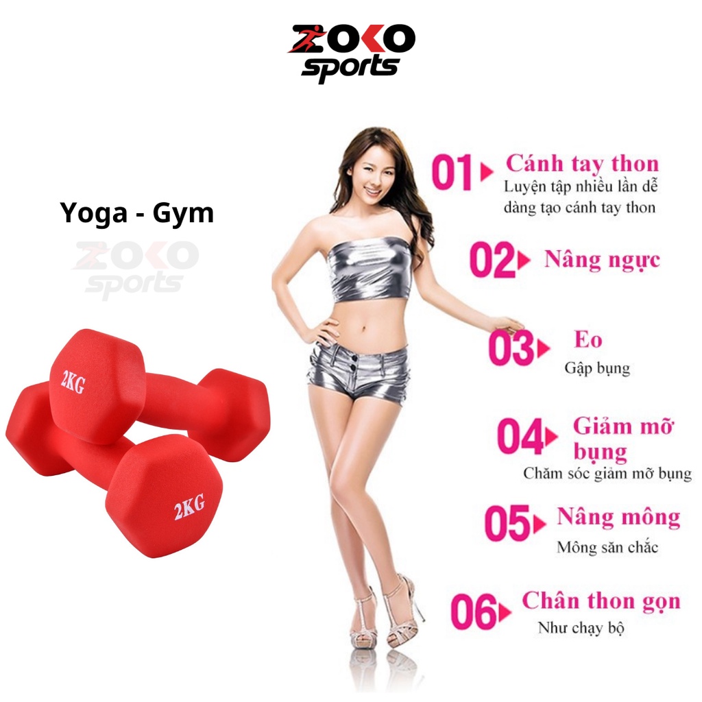 Tạ tay nữ 2kg phù hợp với tập yoga, tập gym nhẹ nhàng