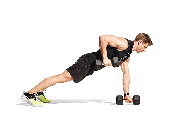 Bài tập plank chèo tạ