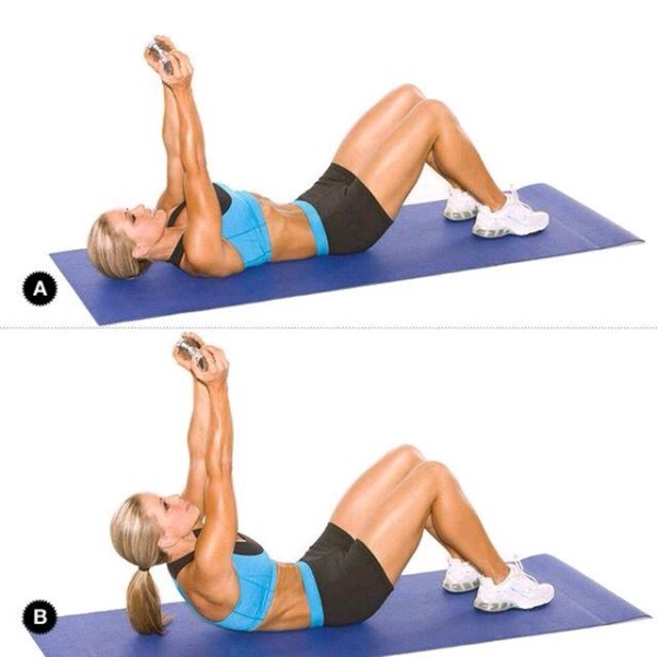 Bài tập gập bụng cùng tạ đơn - Dumbbell Crunch