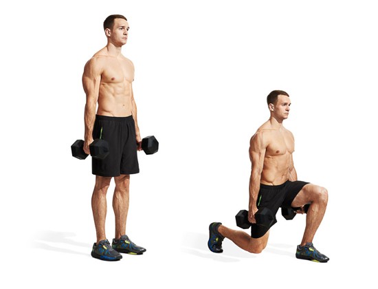 ập chân hiệu quả tạ nhà với bài tập Dumbbell Lunge 