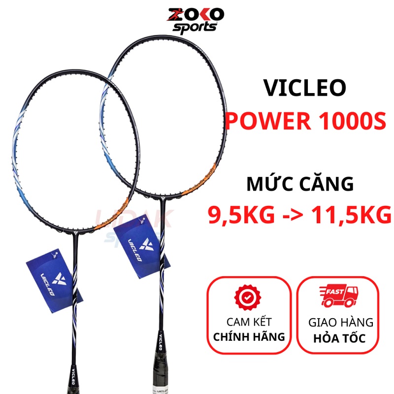 Vợt cầu lông Vicleo Power 1000S khung carbon giá sinh viên căng 9kg 10kg 11kg