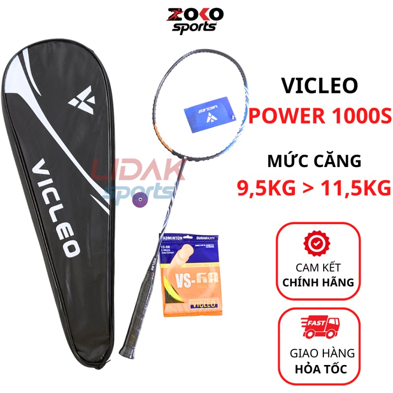 Hình ảnh vợt cầu lông Vicleo Power 1000S khung carbon giá sinh viên kèm phụ kiện tặng