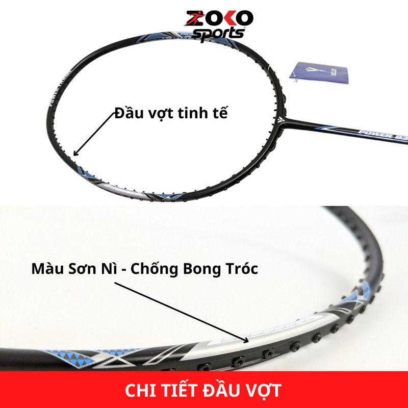 Chi tiết đầu vợt cầu lông Vicleo Power 830 chính hãng mức 10kg 11kg 12kg