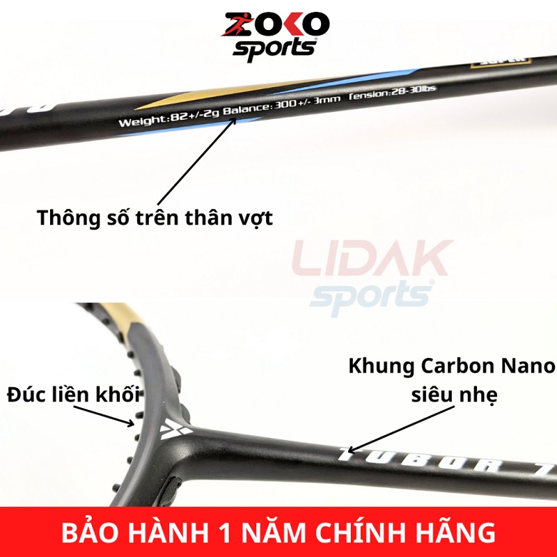 Thông số vợt cầu lông Vicleo Tubor 7100 khung carbon