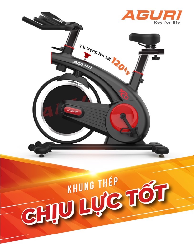 Hình ảnh khung thép bền bỉ của Xe đạp tập thể dục AGURI AGS-201