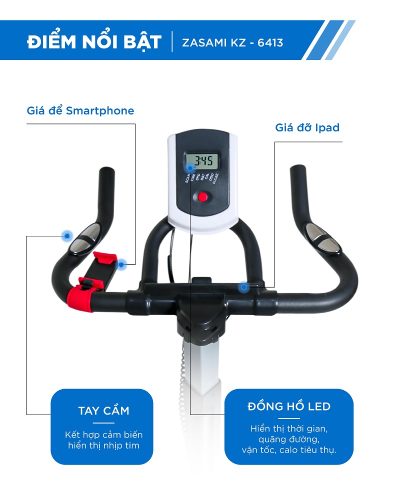 Ưu điểm nổi bật của dòng xe đạp tập thể dục Zasami KZ-6413 chính hãng