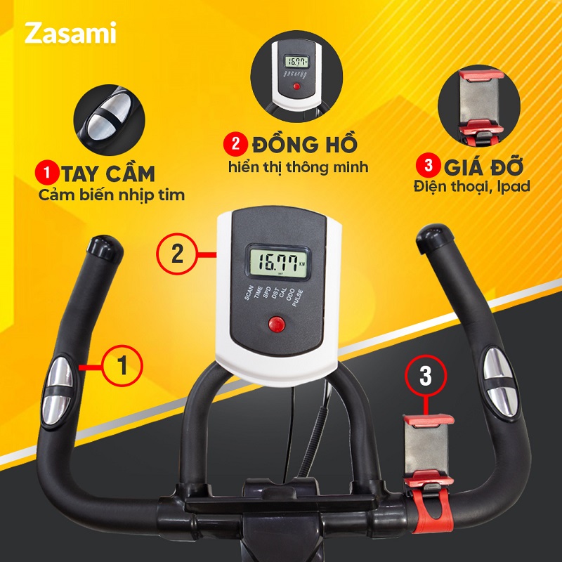Đồng hồ xe đạp tập thể dục Zasami KZ-6417 hiển thị thông minh