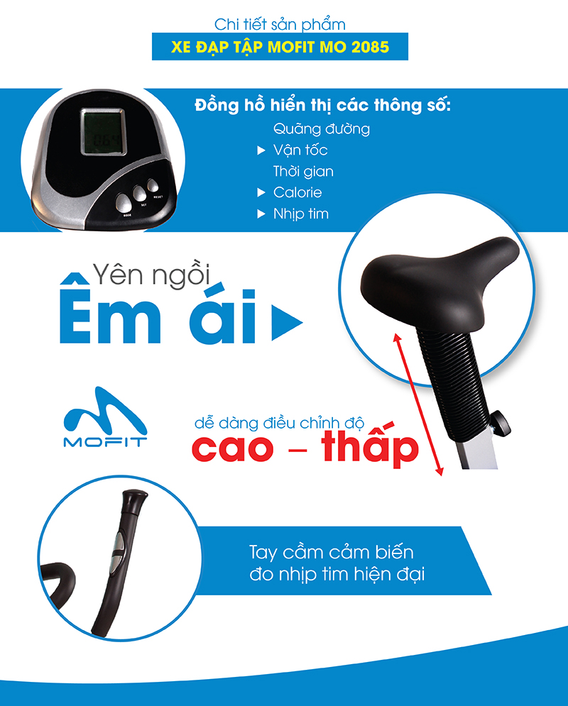 Cấu tạo xe đạp tập bánh đà đặc MO 2085 với nhiều ưu điểm nổi bật