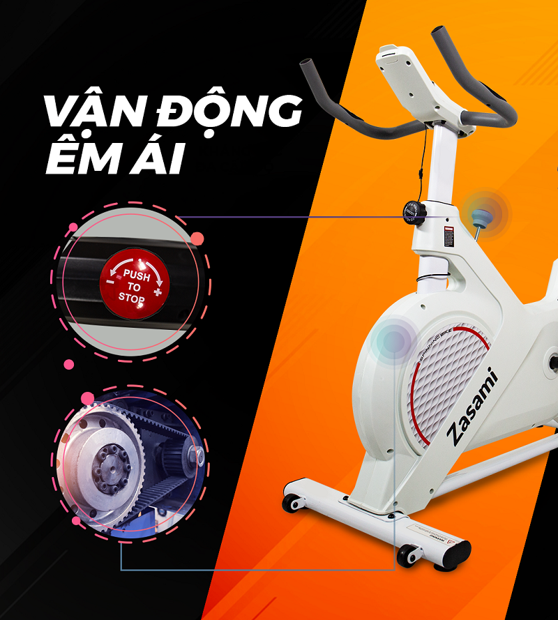 Xe đạp tập thể dục Zasami KZ-6416 vận hành êm ái