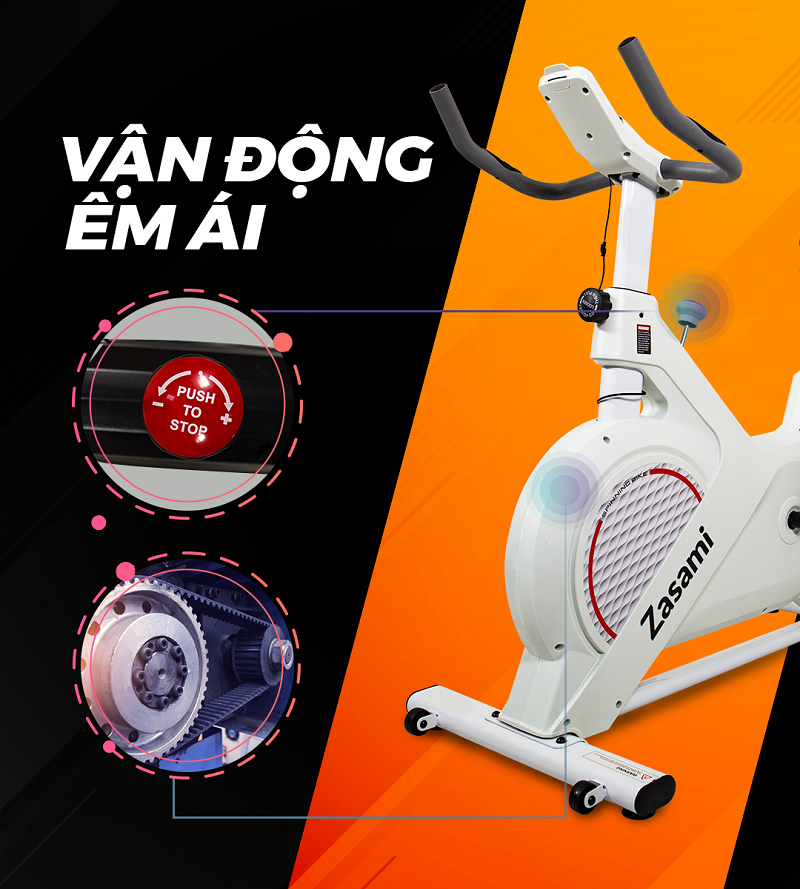 Xe đạp tập thể dục Zasami KZ-6416 vận hành êm ái