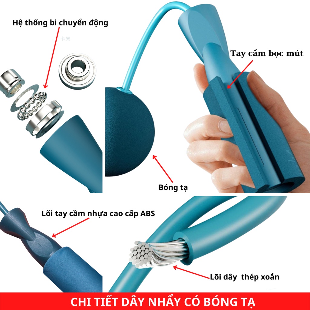 DÂY NHẢY THỂ DỤC KHÔNG DÂY GIẢM CÂN TẠI NHÀ