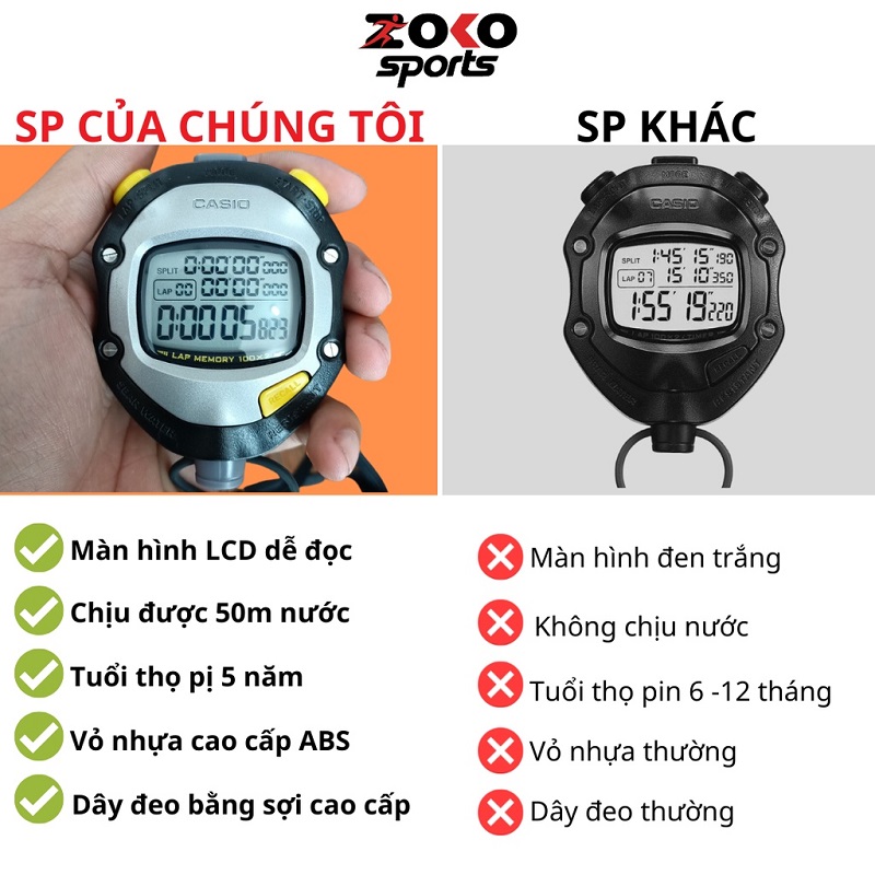 Ưu điểm nổi bật của đồng hồ bấm giờ casio hs 70w với sản phẩm khác