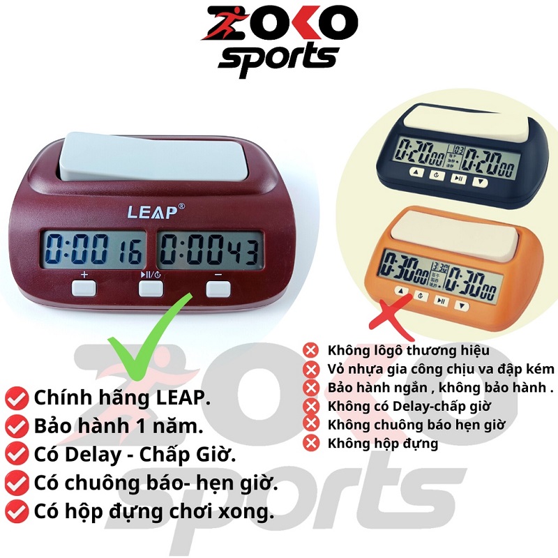 Phân biệt đồng hồ thi đấu cờ vua, cờ tướng leap pq9907s chính hãng và nhái