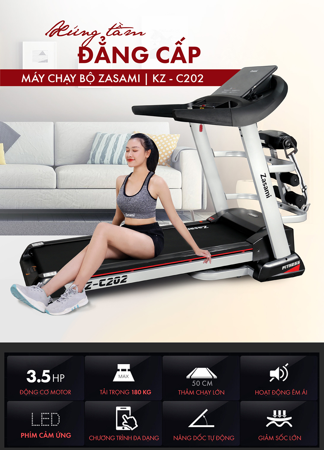 MÁY CHẠY BỘ ĐIỆN ĐA NĂNG ZASAMI KZ C202