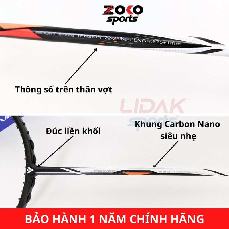VỢT CẦU LÔNG VICLEO POWER 880 CHÍNH HÃNG CĂNG 9KG 10KG 11KG 12KG KHUNG CARBON
