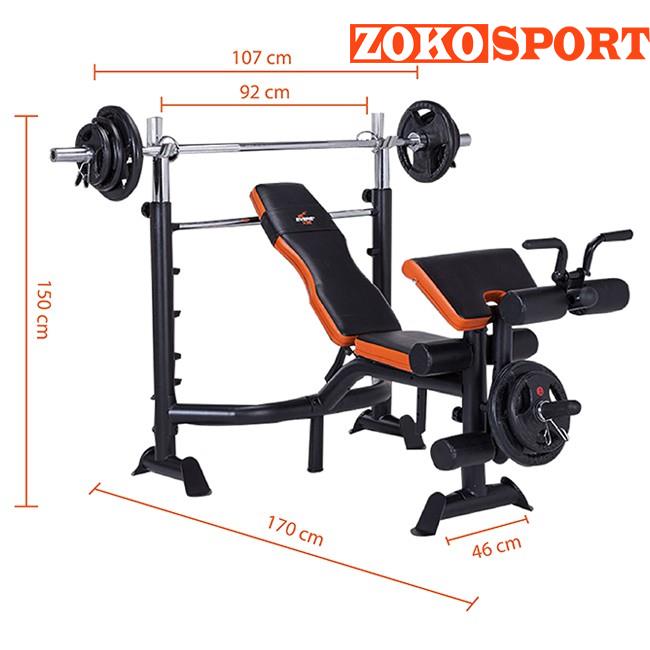 Hình ảnh về kích thước của ghế đẩy tạ GM 4380