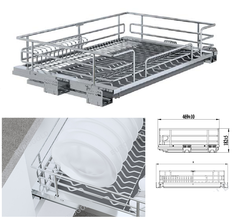 GIÁ BÁT ĐĨA  NAN OVAL ĐA NĂNG ÂM TỦ - GẮN CÁNH, RAY GIẢM CHẤN